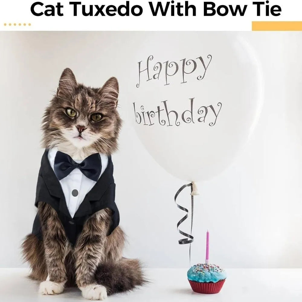 Cat Formal Vest with Bow Tie – Wedding & Birthday Tuxedo Outfit