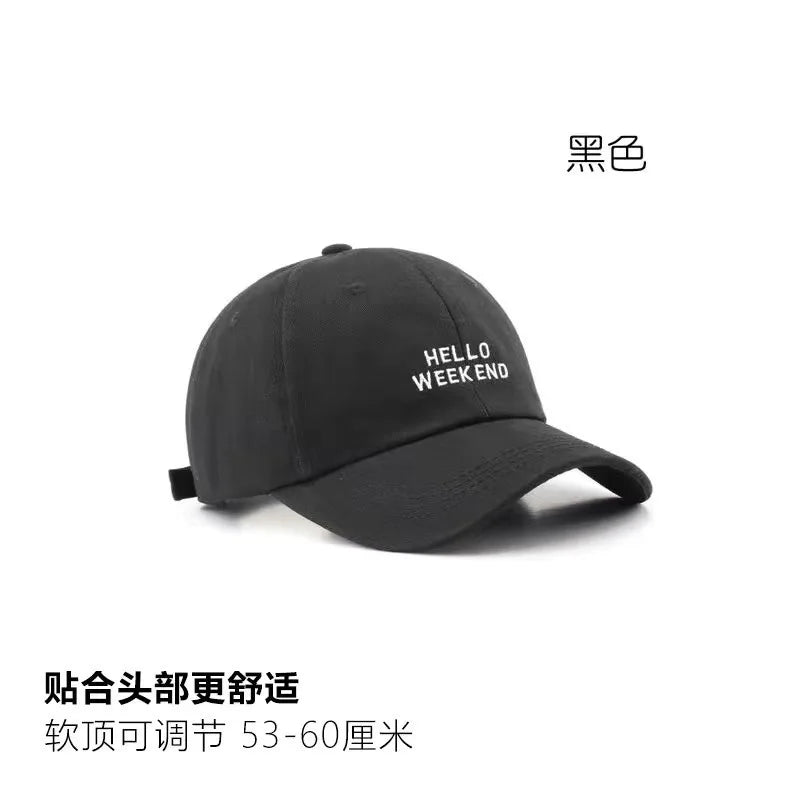 Oversized Baseball Cap for Big Heads - Embroidered Letter Curved Brim Hat for Women