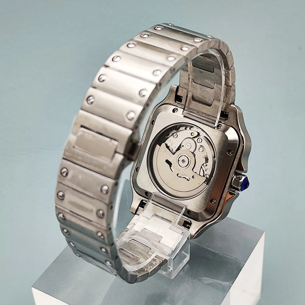 NH35 Square Watch - Stainless Steel Automatic Mechanical Watch with Folding Buckle