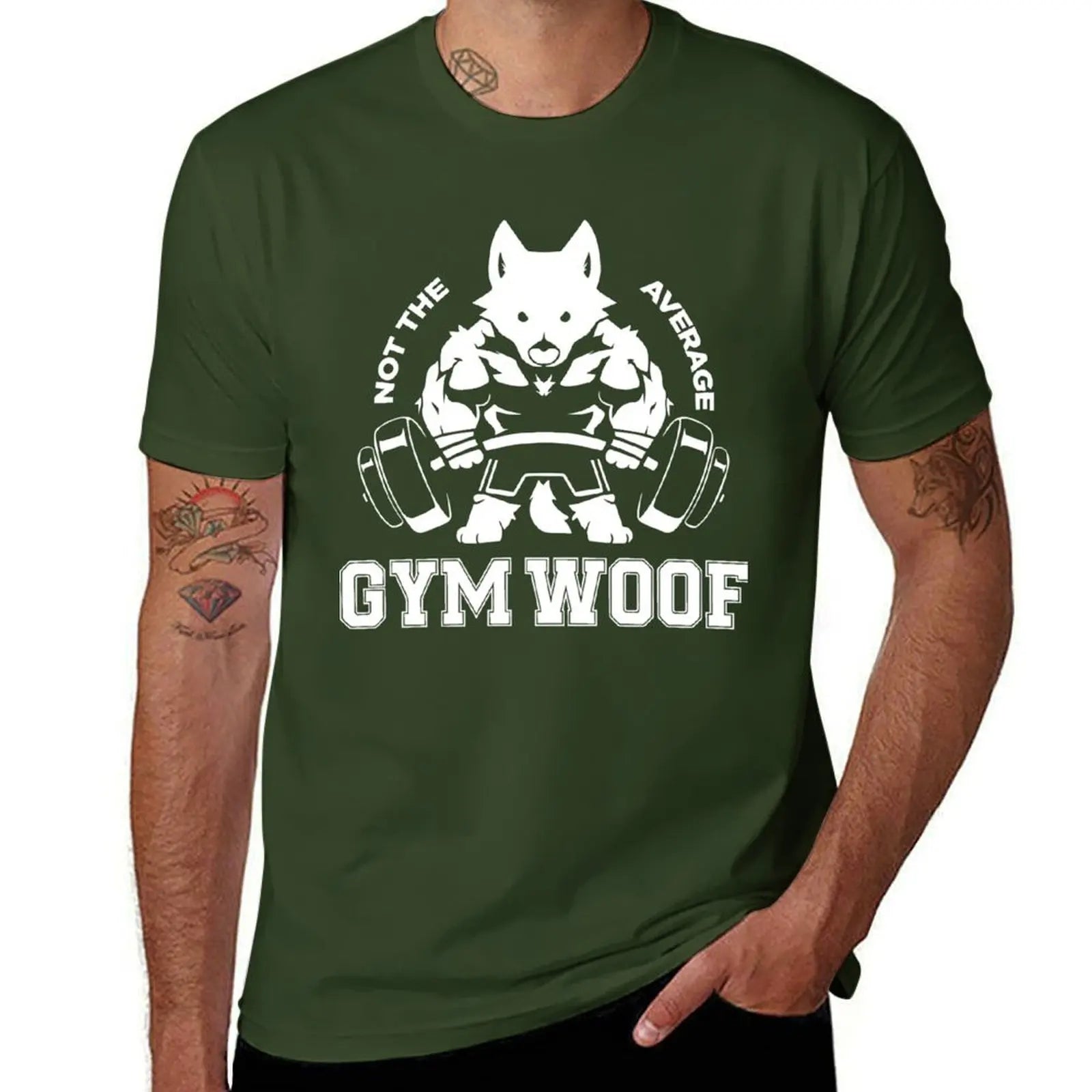 Men's "Gym Woof" Graphic Workout T-Shirt - Cotton Casual Tee