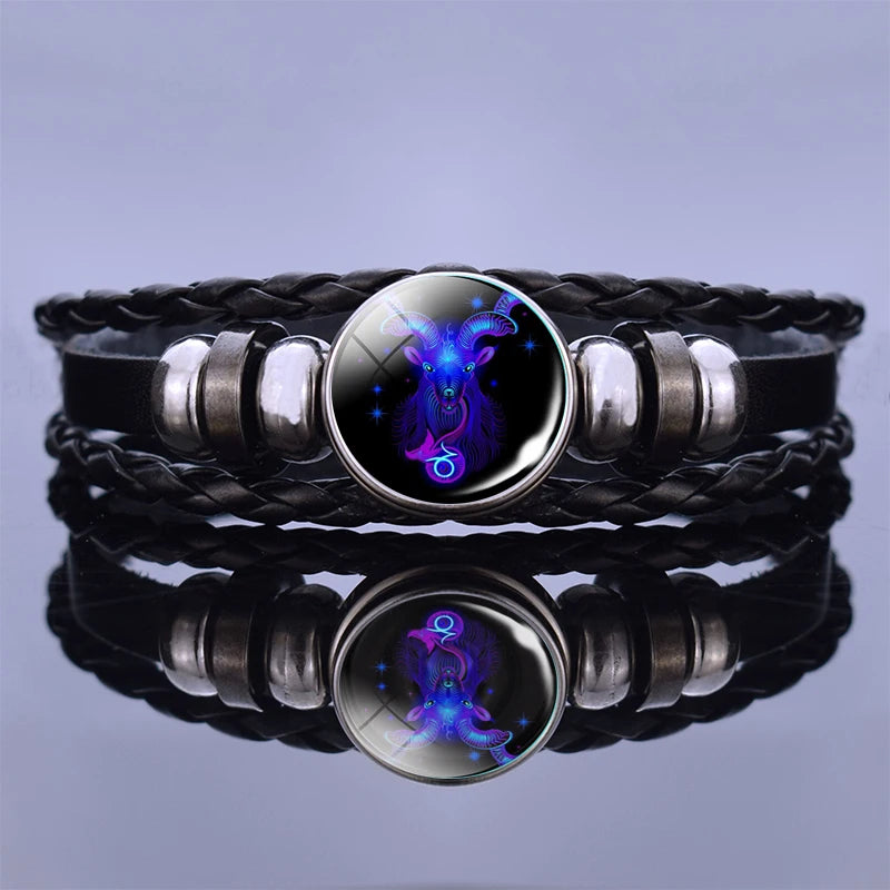 Zodiac Constellation Charm Bracelet - Multilayer Leather Bracelet for Men & Women