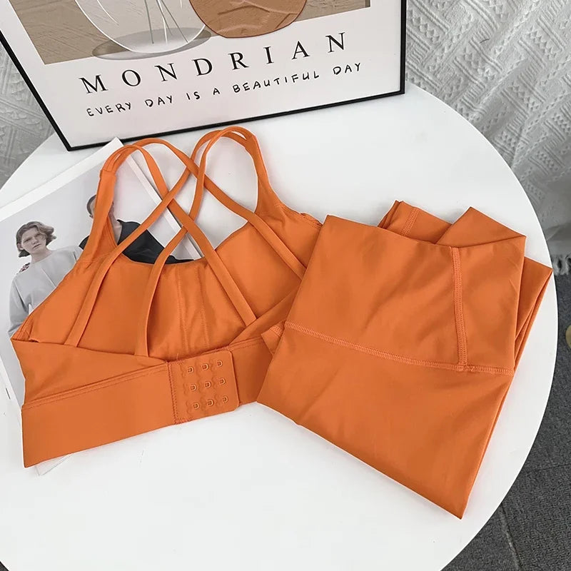 Women's 2-Piece Yoga Set - Crop Top & High Waist Leggings for Gym & Fitness
