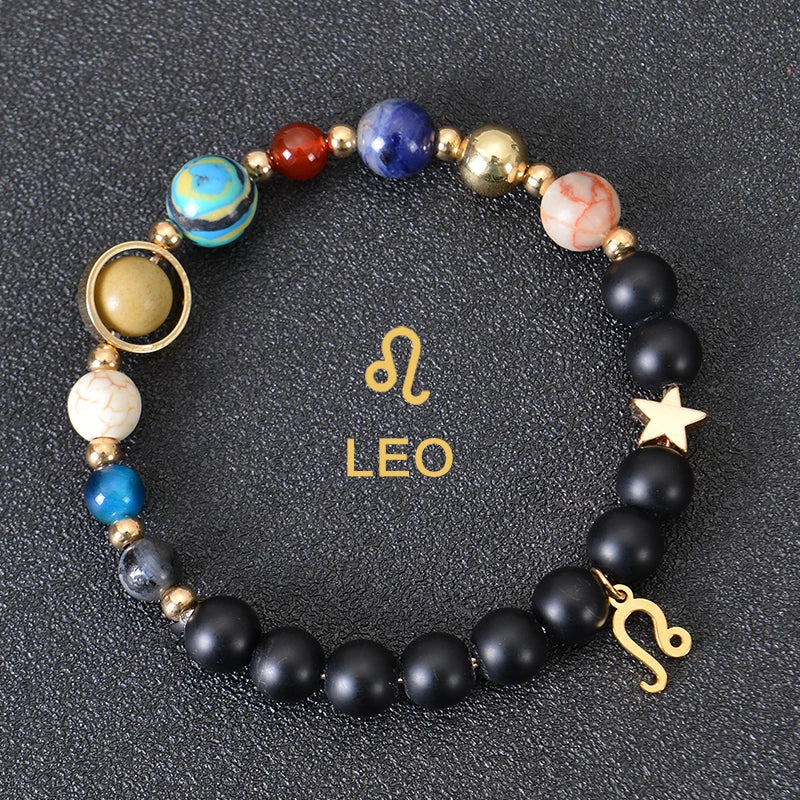 Zodiac Crystal Stone Bracelet for Women - 12 Constellation Charm Birthday Gift