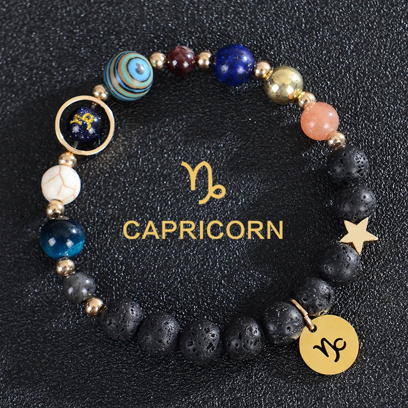 Zodiac Crystal Stone Bracelet for Women - 12 Constellation Charm Birthday Gift