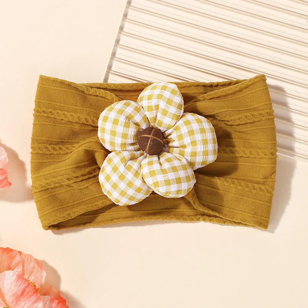 Baby Nylon Headscarf – Handmade Flower Elastic Headband for Newborns Ages 0–1