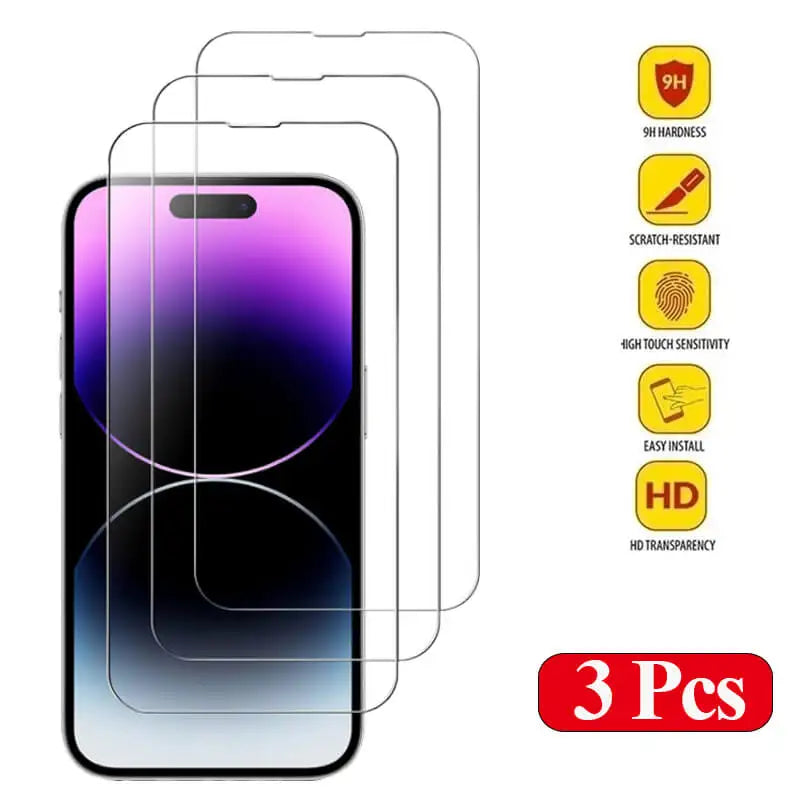 Tempered Glass Screen Protector for iPhone 15 Pro Max, 14, 13, 12, 11 - 3 Pack