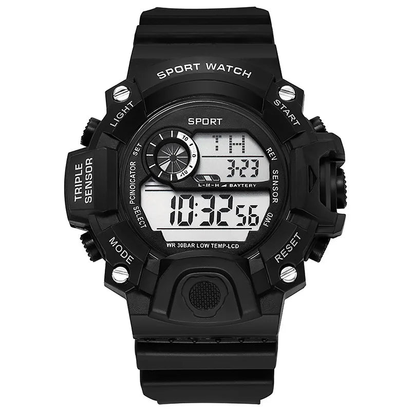 Men's Digital Sports Watch - Large Dial Waterproof Military LED Wristwatch