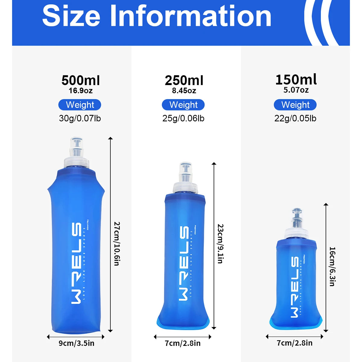 150ml Collapsible Sports Water Bottle - BPA Free Soft Flask for Running & Cycling