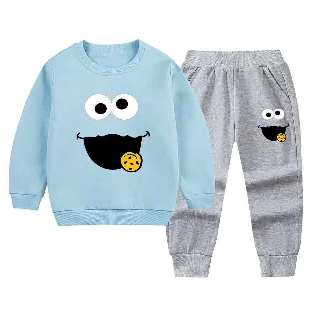 Kids Cartoon Tracksuit Set - 2-Piece Top & Pants for Boys & Girls (Ages 7-13)