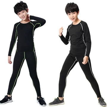 Boys Sports Compression Set - 2-Piece Athletic Base Layer for Basketball, Soccer & Training (Ages 7-13)