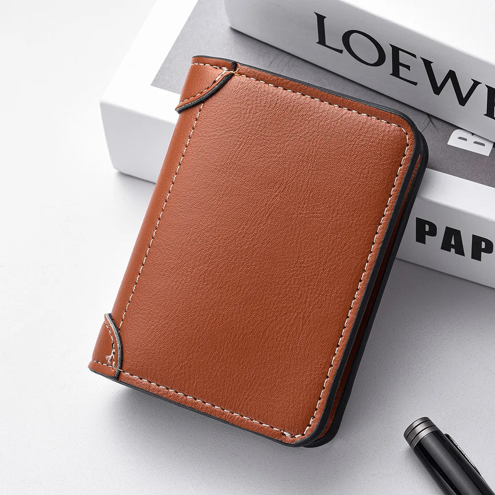 Men's Slim Leather Credit Card Wallet - Ultra-Thin Minimalist Card Holder