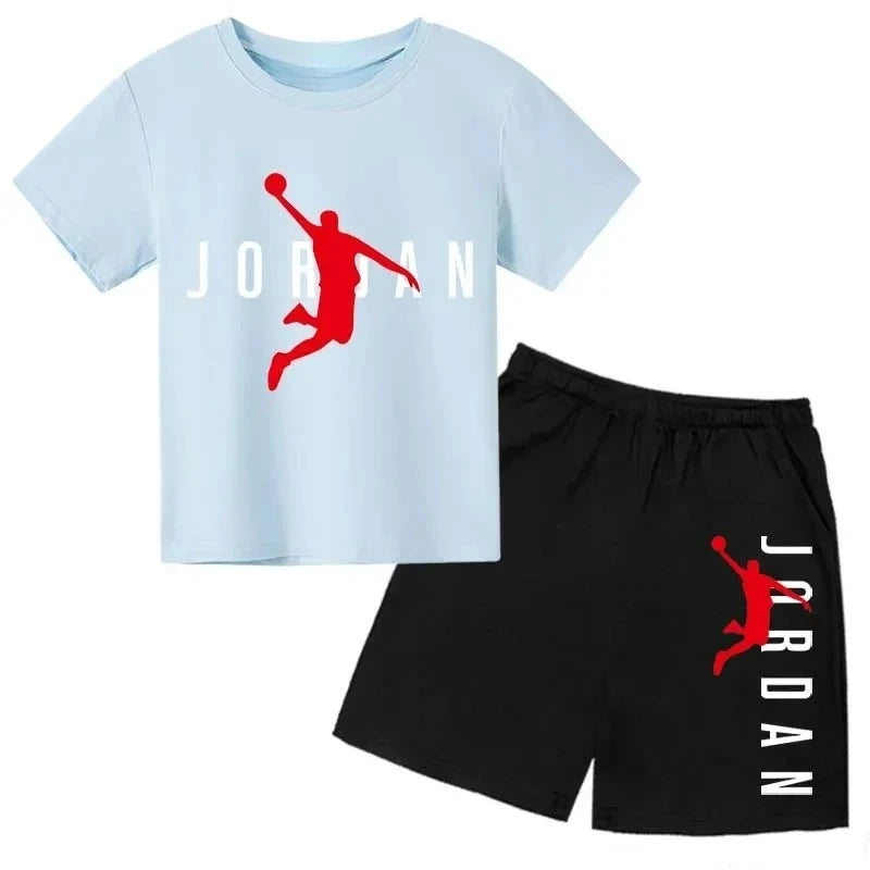 Kids Summer Outfit Set - Boys & Girls Sporty T-Shirt & Shorts (Ages 2-13)