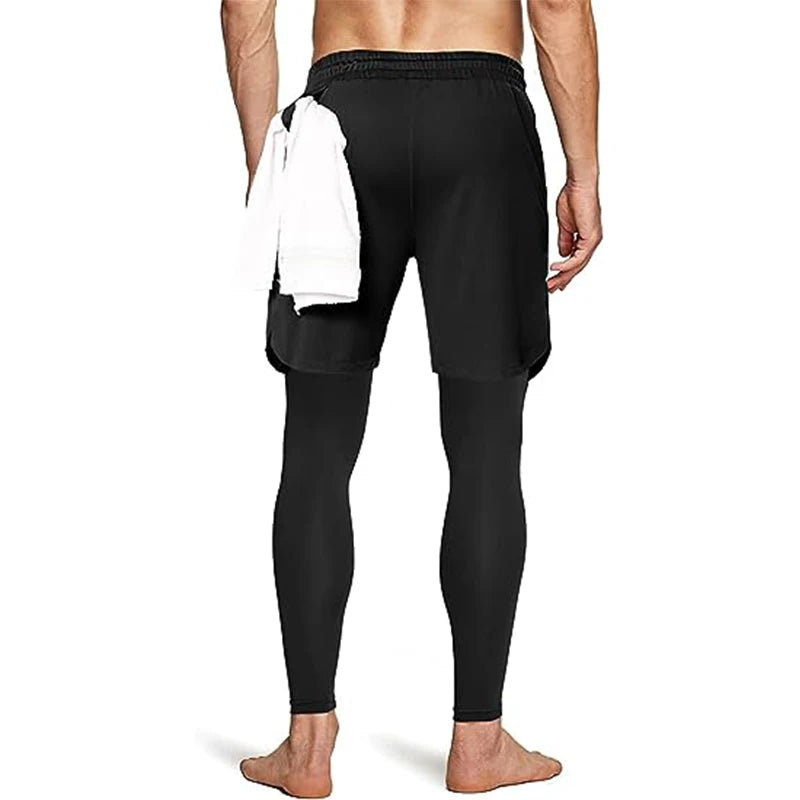 Men's 2-in-1 Athletic Pants - Training Running Pants for Gym, Fitness & Sports