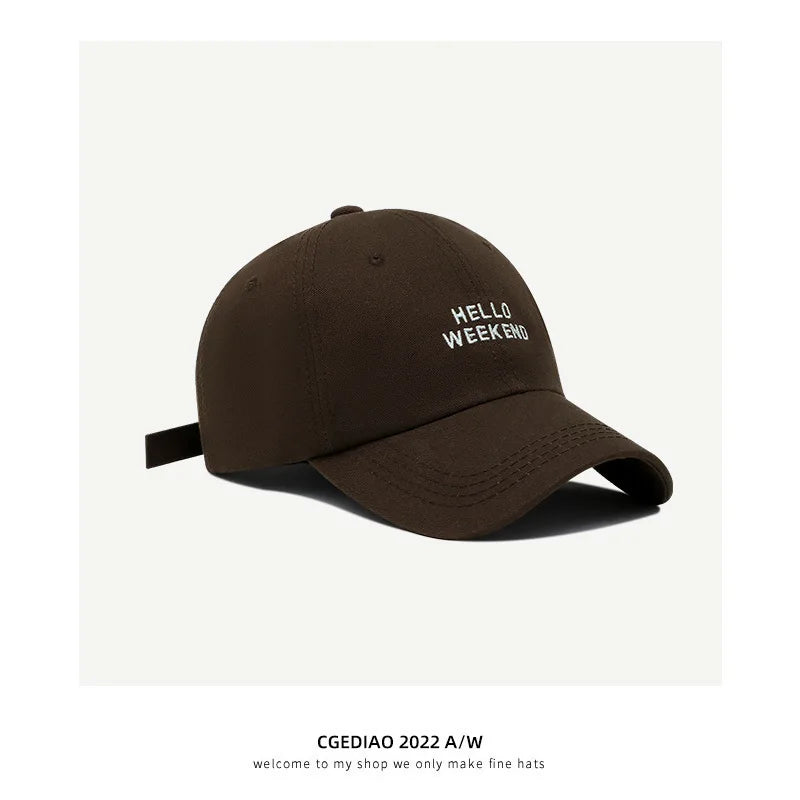 Oversized Baseball Cap for Big Heads - Embroidered Letter Curved Brim Hat for Women