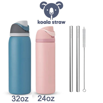Koala Straw for Owala FreeSip - Stainless Steel Metal Reusable Straw for 24oz/32oz Bottles