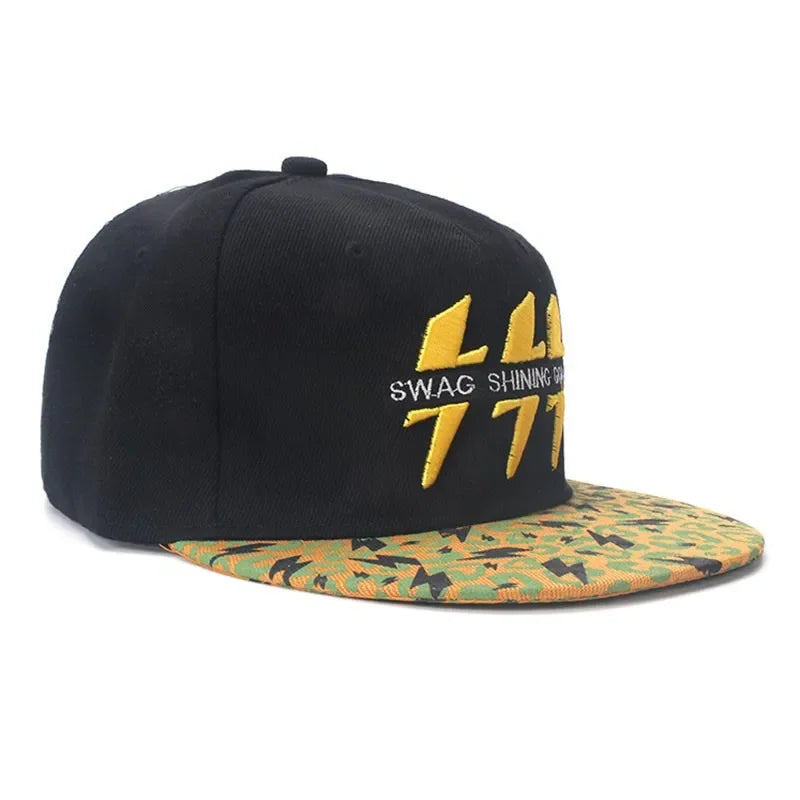 Lightning Embroidered Baseball Cap - Cotton Snapback Hat for Outdoor Sports & Casual Wear