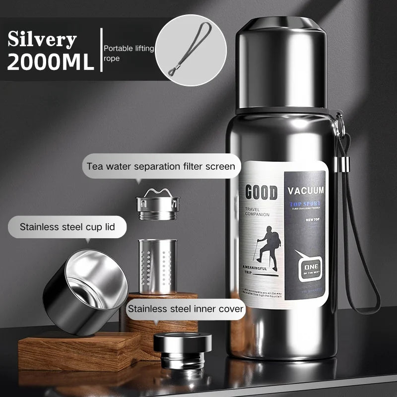 Large Insulated Thermos Tumbler - 600ml-2000ml Stainless Steel Water Bottle
