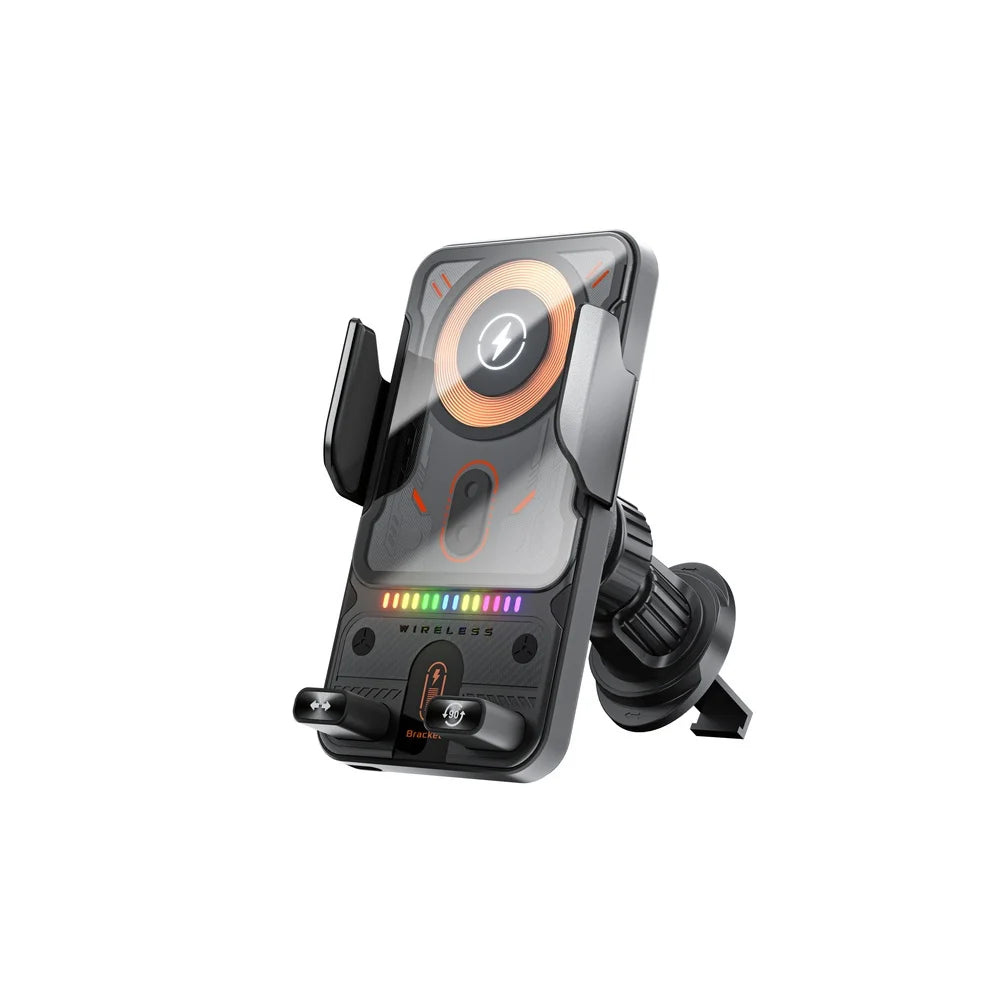 15W Auto-Clamping Wireless Car Charger - One-Touch Phone Holder with Fast Charging