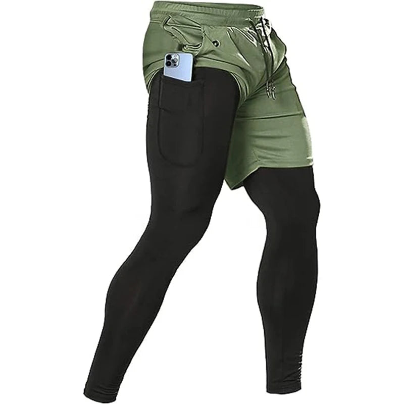Men's 2-in-1 Athletic Pants - Training Running Pants for Gym, Fitness & Sports