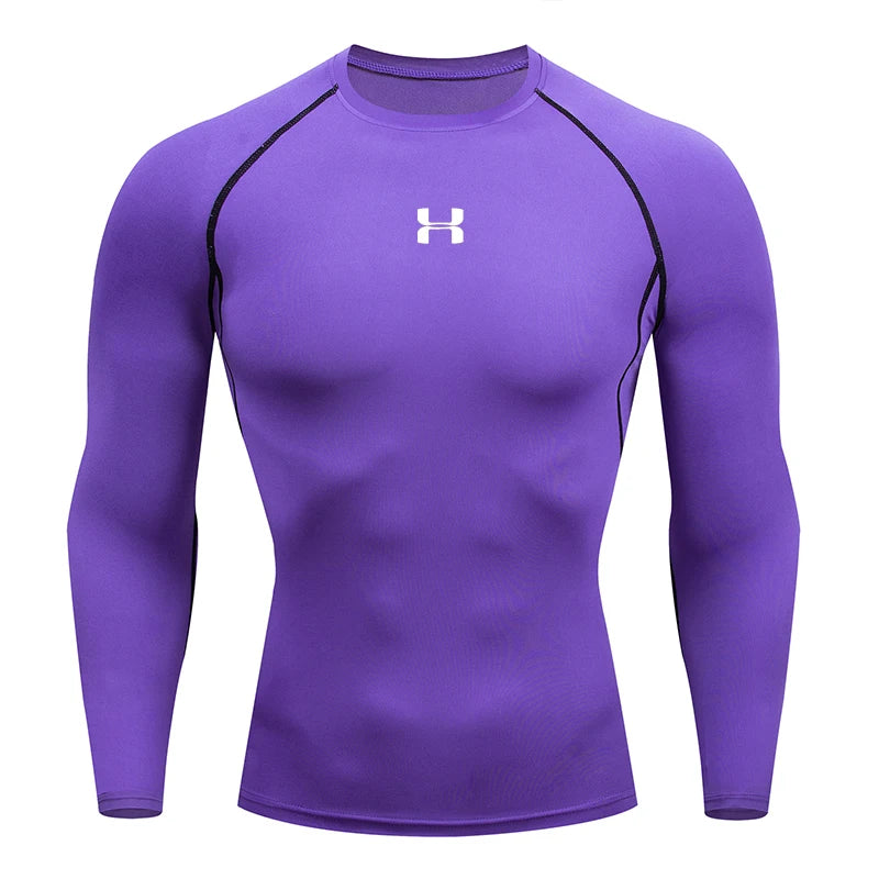Men's Compression Long Sleeve Athletic Shirt - Running & Gym Performance Top