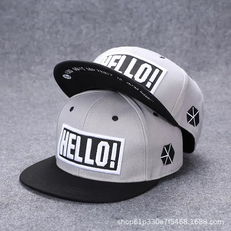 Korean Style Hip-Hop Flat Brim Cap - Unisex Adjustable Baseball Hat with Sun Protection