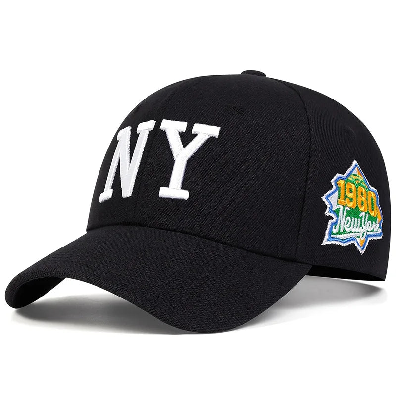 NY Letter Embroidered Baseball Cap - Adjustable Cotton Snapback Hat for Men