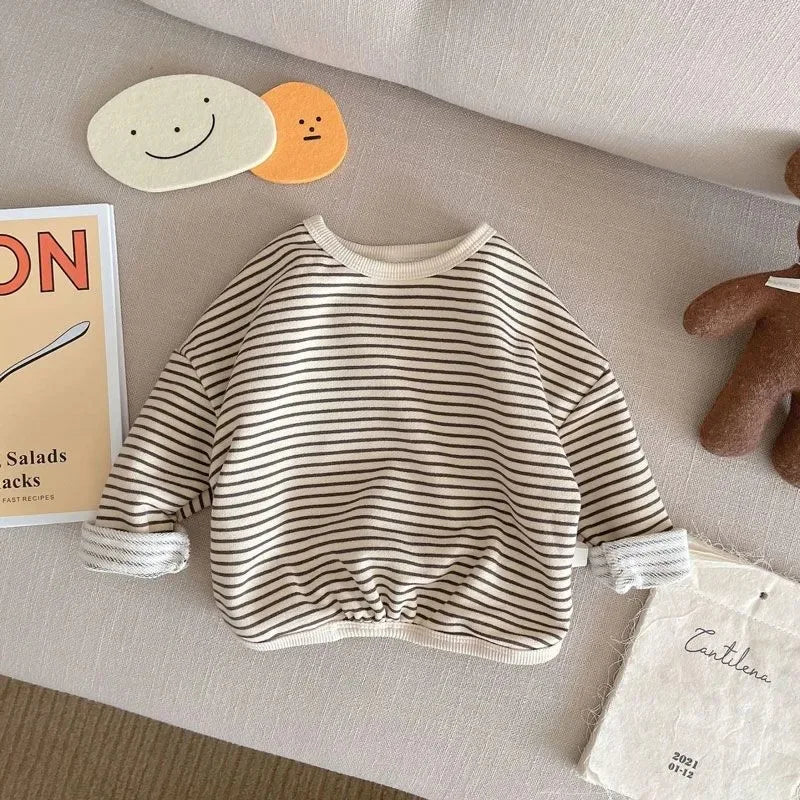 Kids Striped Long Sleeve T-Shirt - Unisex Cotton Top for Boys & Girls (Ages 2-6)