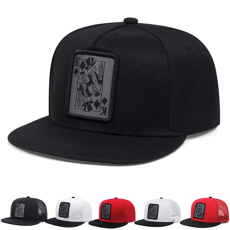 Playing Card Baseball Cap - Adjustable Snapback Trucker Hat for Fishing & Casual Wear