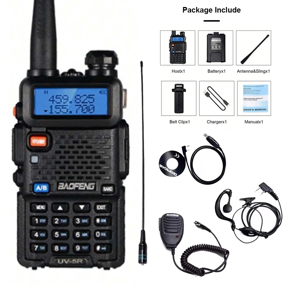 Baofeng UV-5R Two-Way Radio - Dual Band VHF/UHF Ham Radio with USB Charging