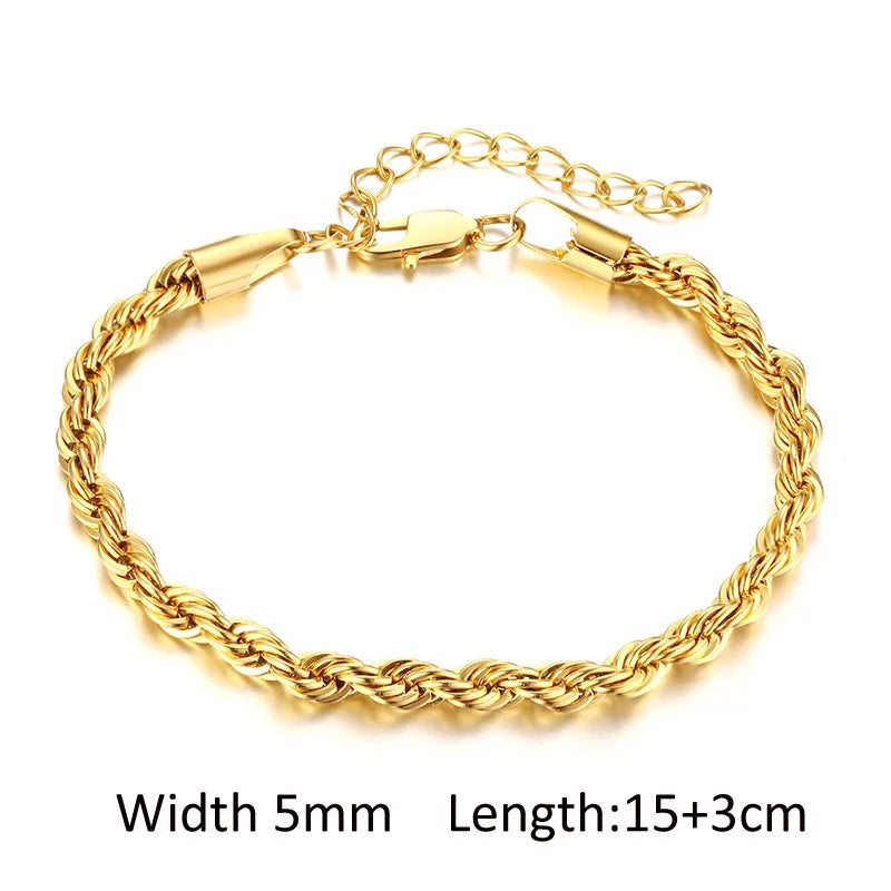 Chunky Stainless Steel Link Chain Bracelet – Gold Plated Layering Jewelry