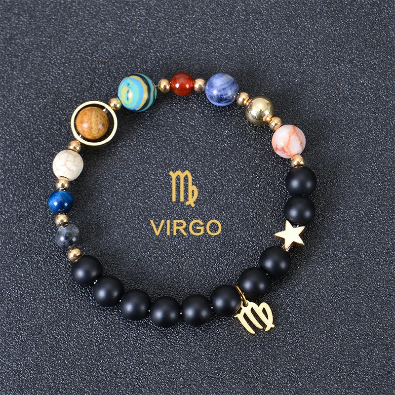 Zodiac Crystal Stone Bracelet for Women - 12 Constellation Charm Birthday Gift