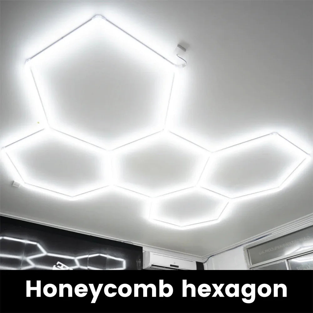 Garage Hexagonal LED Ceiling Light – Super Bright 6500K White Light