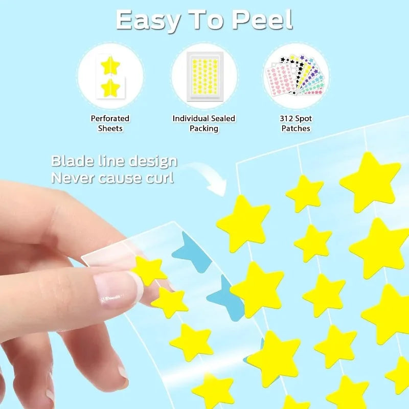 200-Piece Colorful Acne Patches - Waterproof Hydrocolloid Pimple Stickers