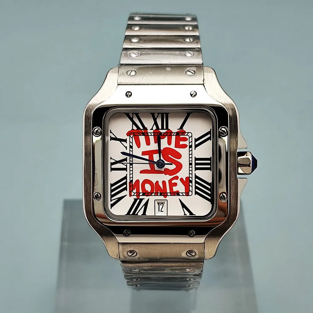 NH35 Square Watch - Stainless Steel Automatic Mechanical Watch with Folding Buckle