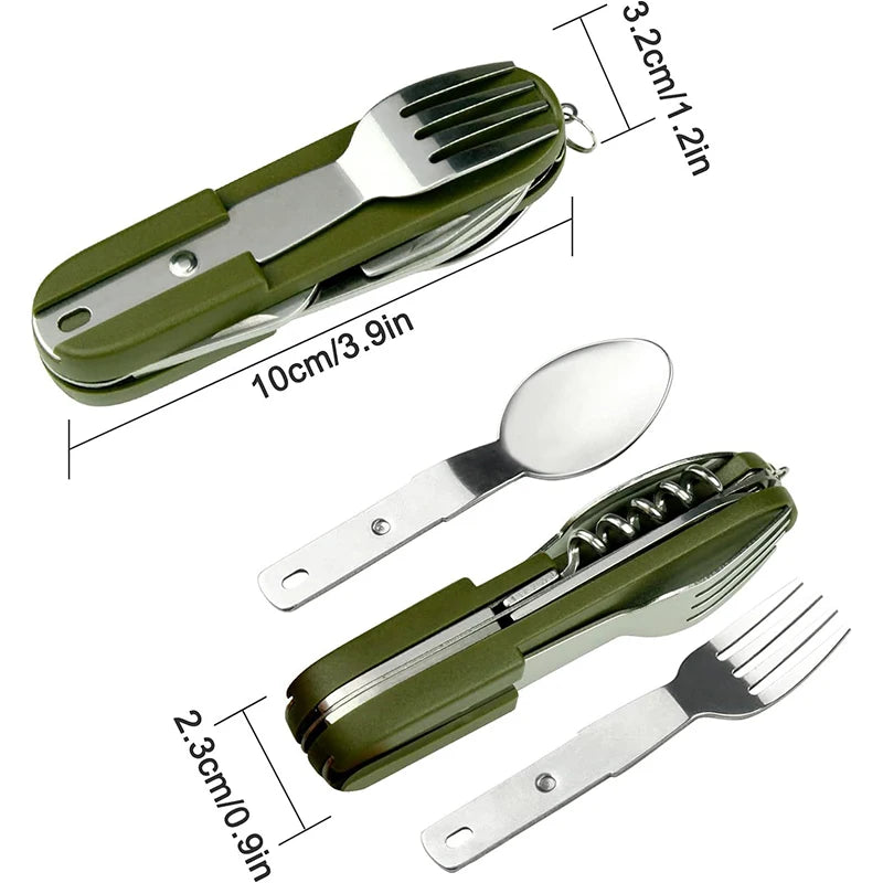 Multifunctional folding tableware Fork Spoon Knife Picnic Camping gadgets survival outdoor multitool camp cutlery combinatio