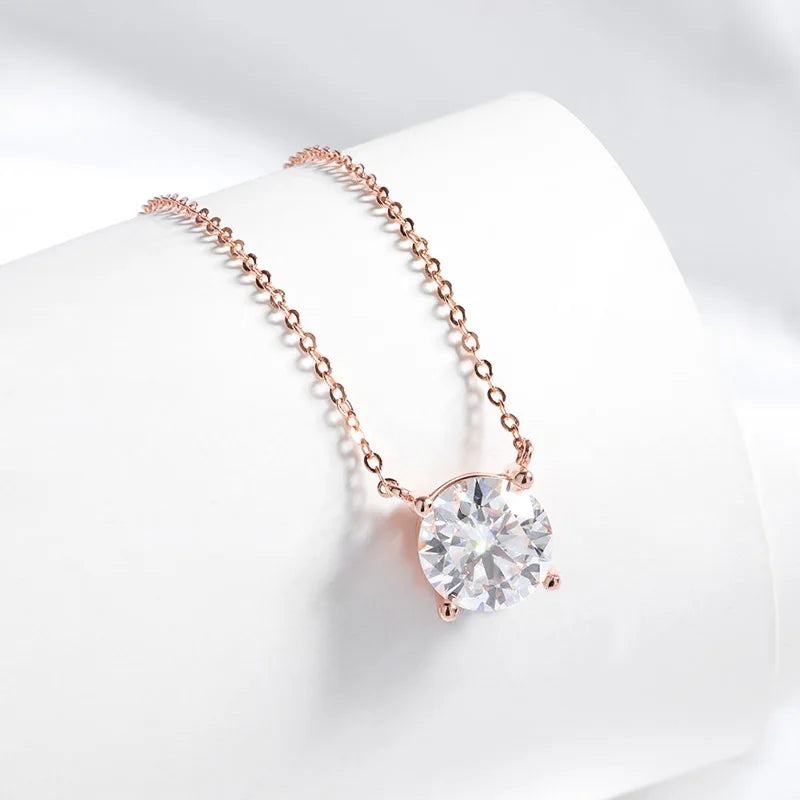 Rose Gold Moissanite Necklace – Sparkling Pendant for Women