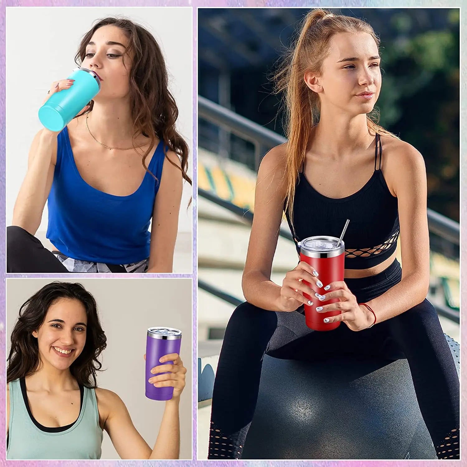20oz stainless steel car cup, double-layer stainless steel thermos cup, portable car ice-cold cup
