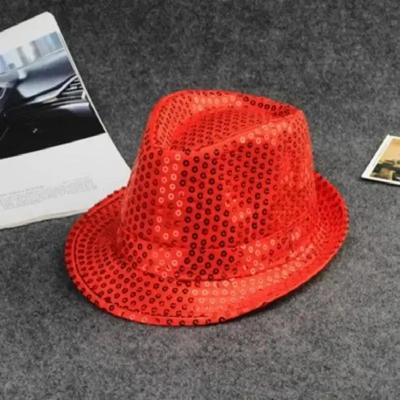Kids Reflective Top Hat - Glitter Hip-Hop Jazz Dance Performance Hat for Stage & Parties