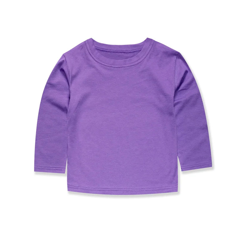 Kids Long Sleeve Cotton T-Shirt - Unisex Casual Tee for Boys & Girls
