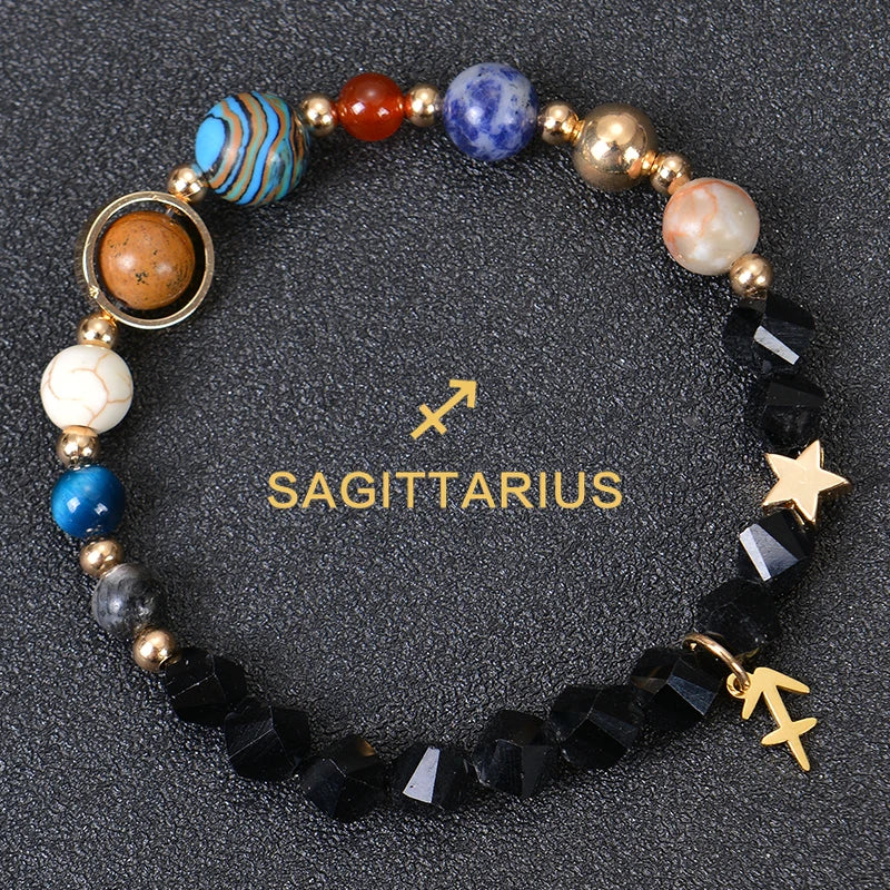 Zodiac Crystal Stone Bracelet for Women - 12 Constellation Charm Birthday Gift