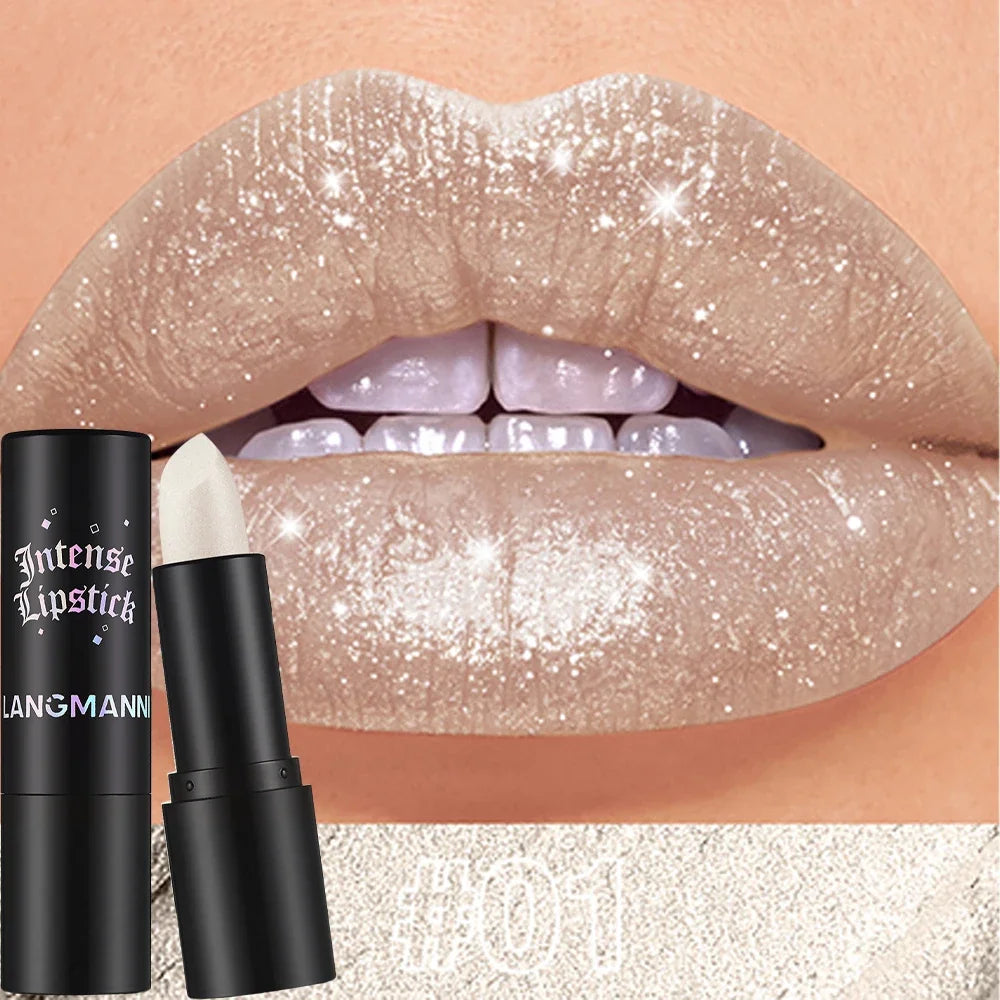 Shimmer Coral Metallic Lipstick - Glitter Diamond Waterproof Lip Gloss