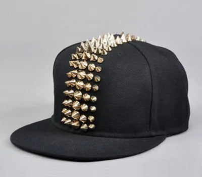 Five Row Rivet Baseball Cap - Hip-Hop Flat Brim Hat for B-Boy Street Dance & Break Dance
