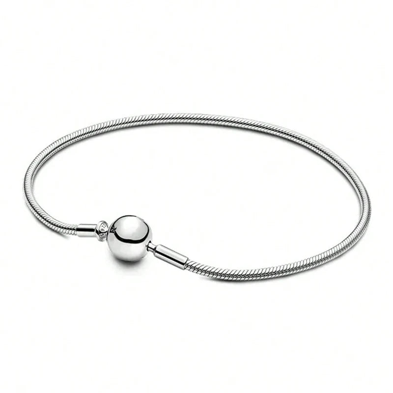 925 Sterling Silver Heart Charm Bracelet with Zircon Stones
