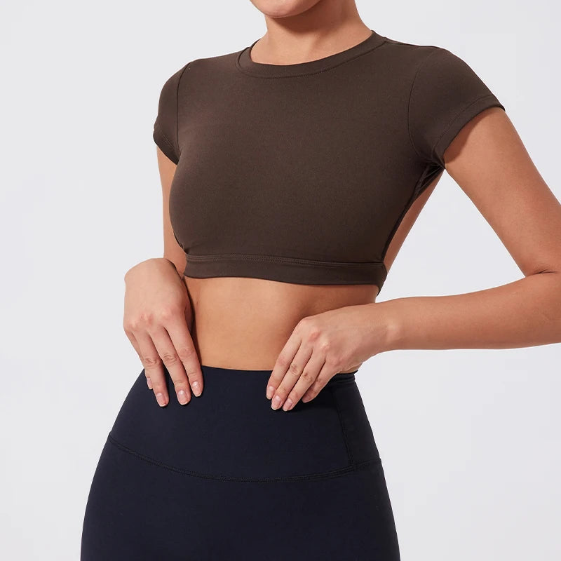 Women's Athletic Crop Top - Quick-Dry Backless Workout Top for Yoga, Gym & Fitness