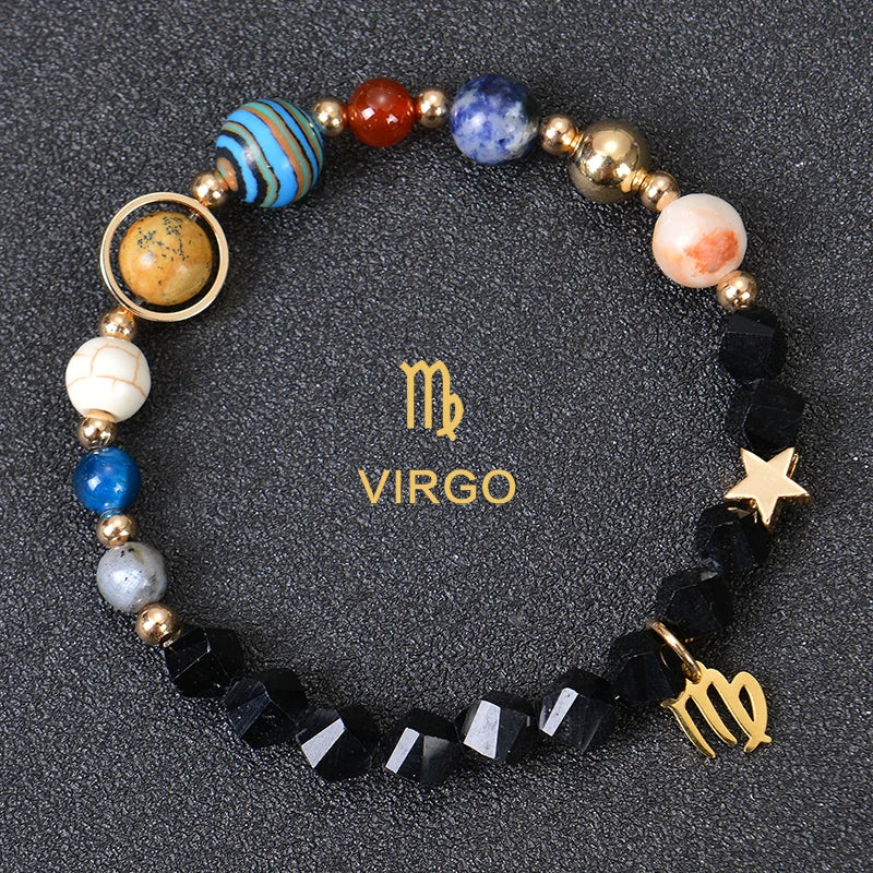 Zodiac Crystal Stone Bracelet for Women - 12 Constellation Charm Birthday Gift
