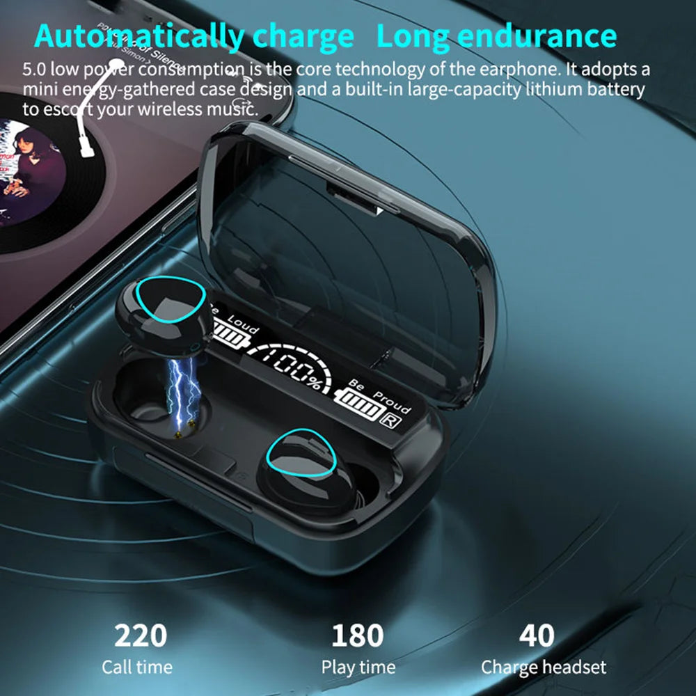 M10 Wireless Earbuds with Power Bank - Sports & Gaming Headphones