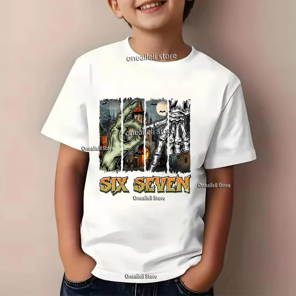 Camiseta infantil de algodão para o verão, com estampa divertida.