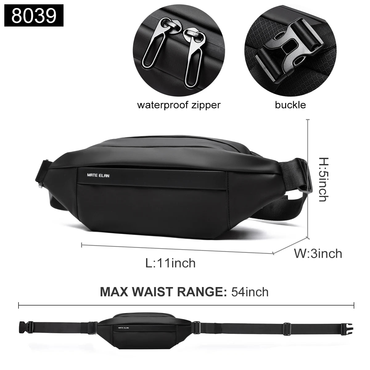 Solid Waterproof Men's Crossbody Bag – Travel & Sports Fanny Pack