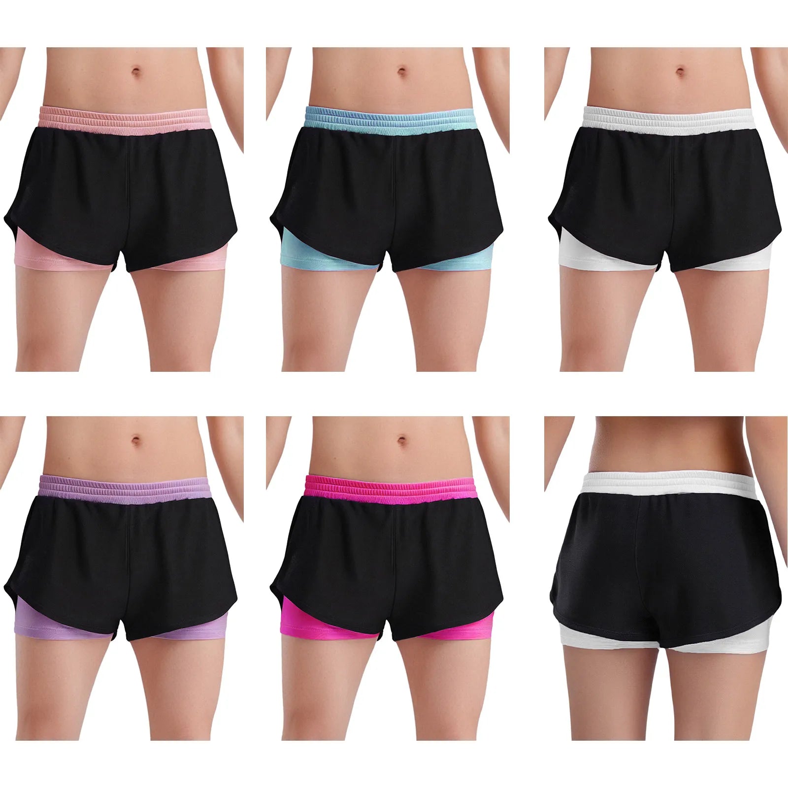 Girls Athletic Shorts - Double-Layer Sports Shorts for Yoga, Running & Workout (Ages 4-14)