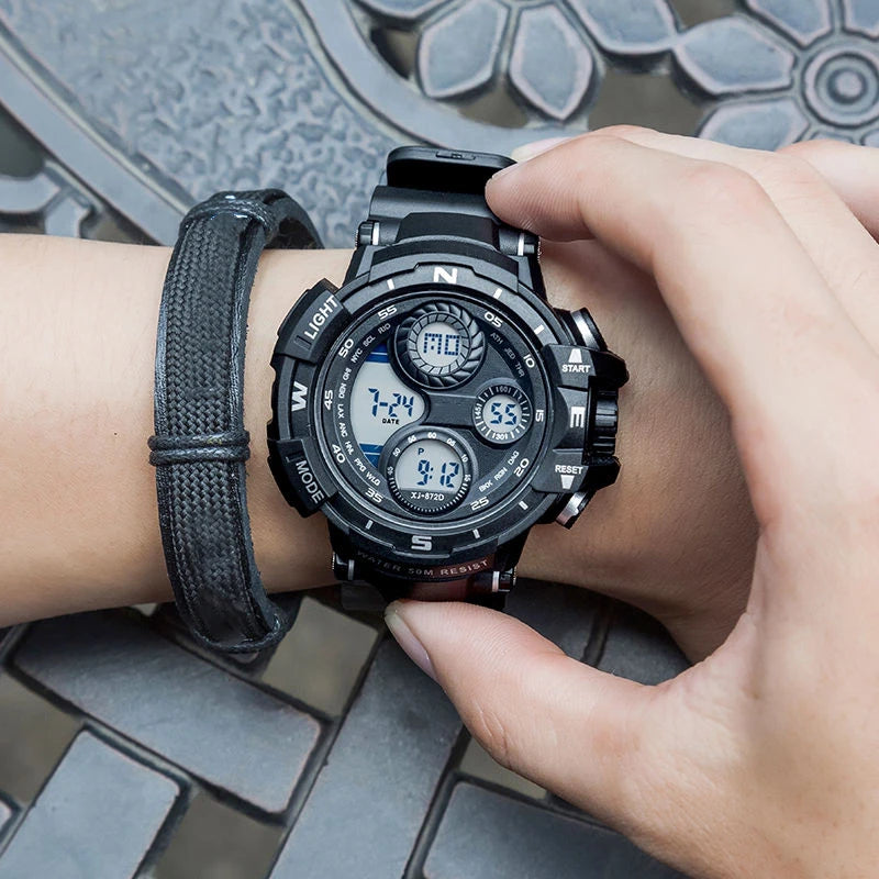 Men's Digital Sports Watch - LED Night Light Electronic Watch for Students & Teens